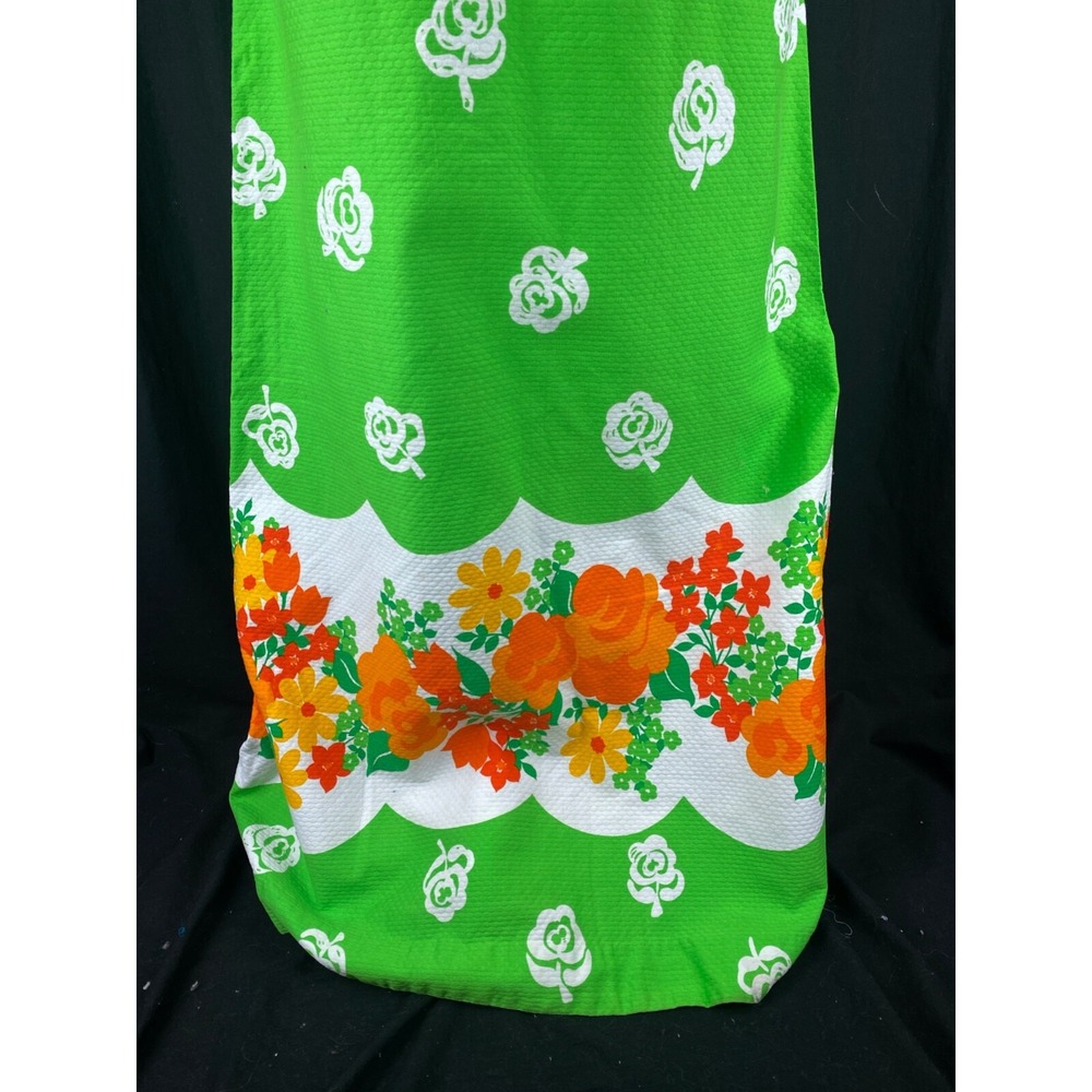 70s Malia Vtg Honolulu Green Neon Rainbow Island Hawaiian Maxi Dress Boho Floral - Picture 7 of 16